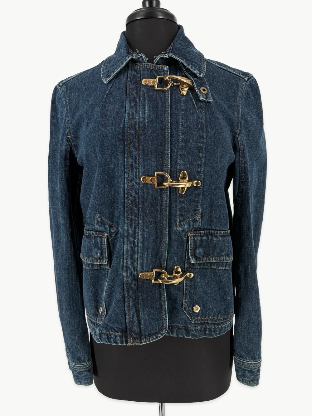 Lauren Ralph Lauren Vintage Denim Fireman Jacket Size Large Dark Indigo 90s Y2K